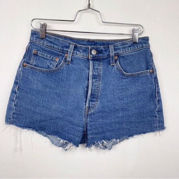 Levi's 501 High waisted cut out raw hem Shorts 29 - Picture 1 of 7